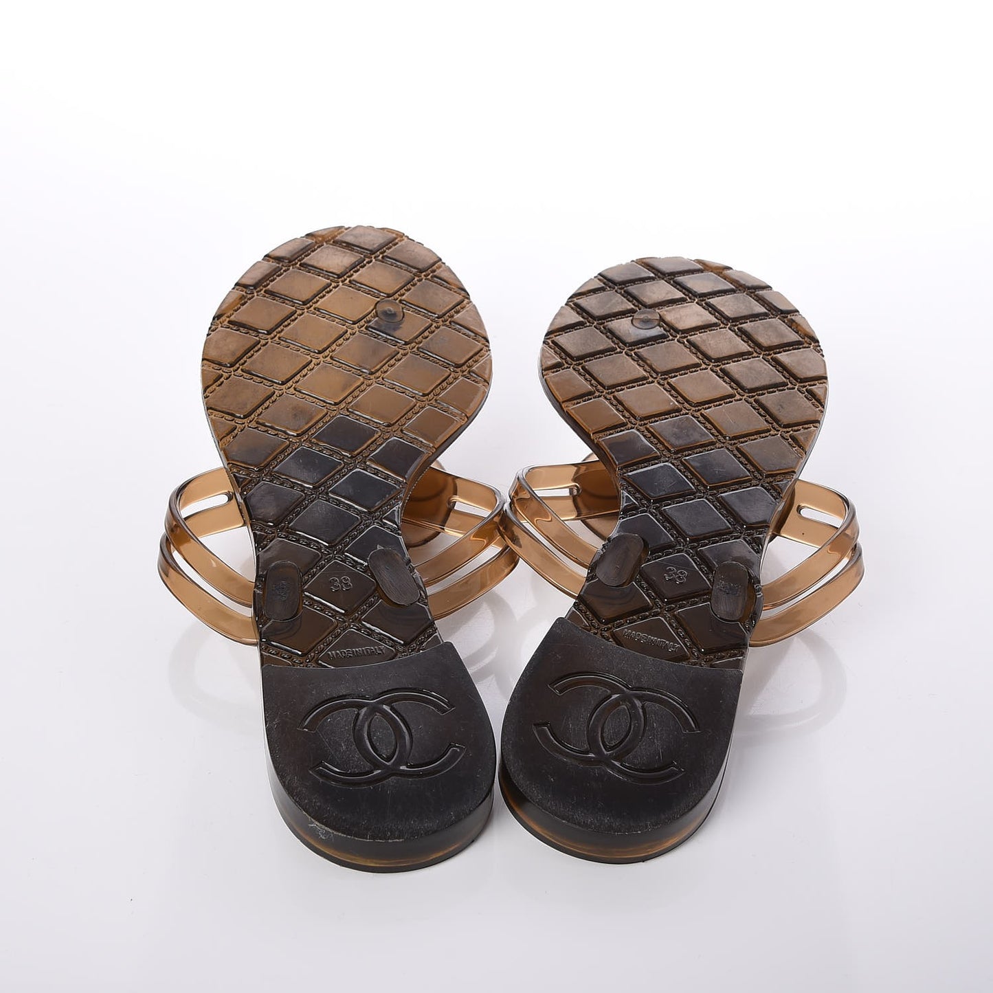 Jelly Camellia Thong Sandals 38 Brown