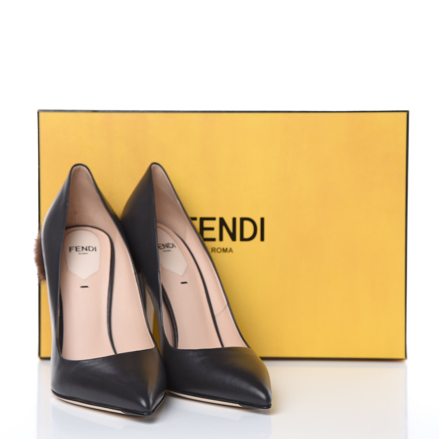Fendi Calfskin Mink Fur Decollete Pumps 37 Ebano 10 of 11