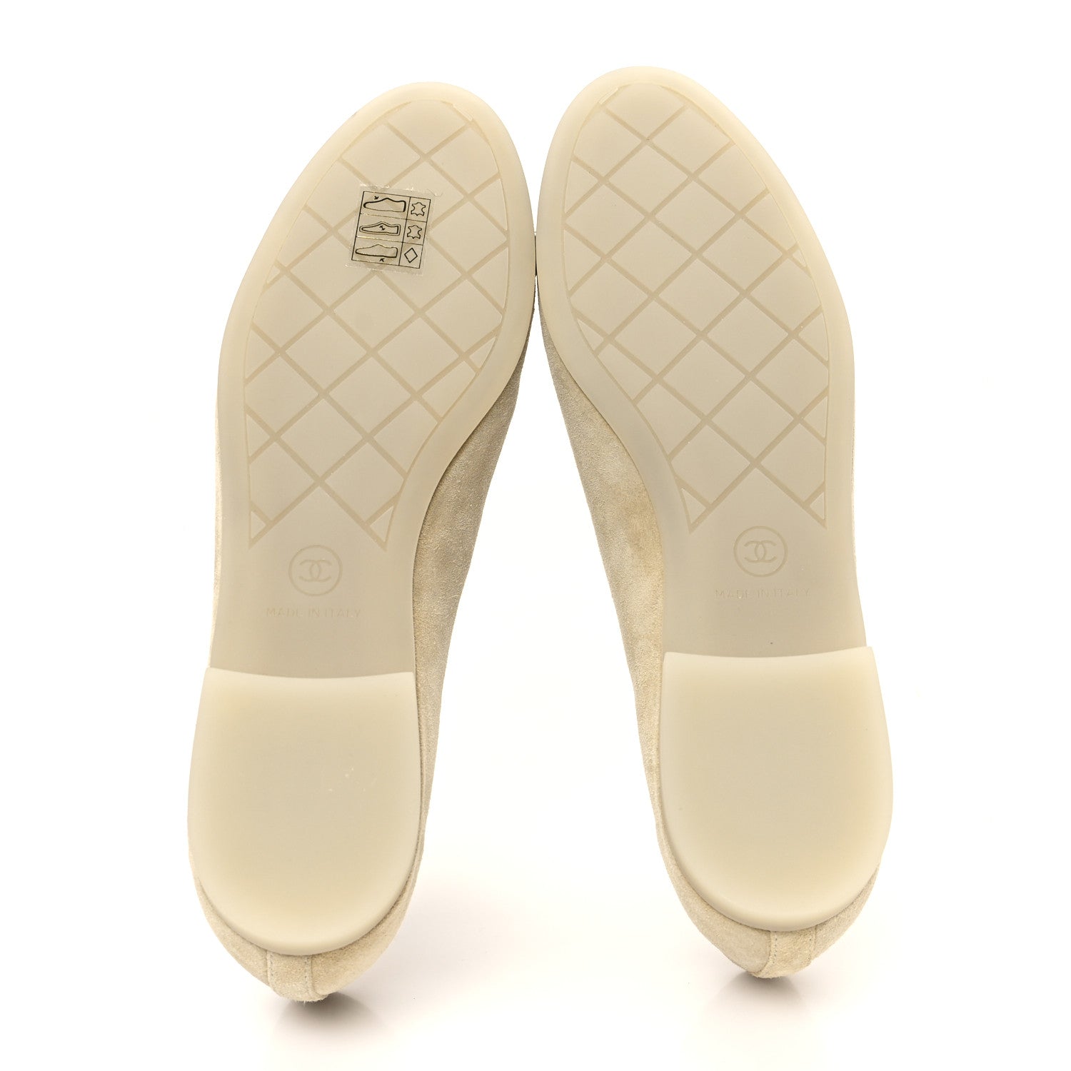 Chanel Suede Cap Toe CC Ballerina Flats 36.5 Light Yellow Gray 6 of 9