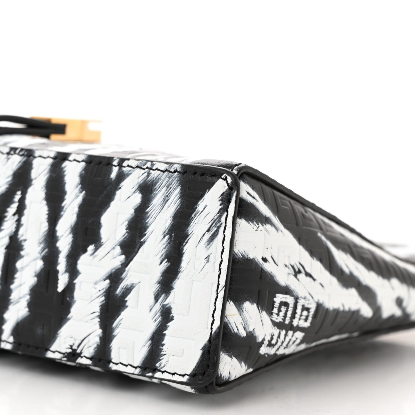 Calfskin Logo 4G Embossed Mini Cut Out Shoulder Bag Black White