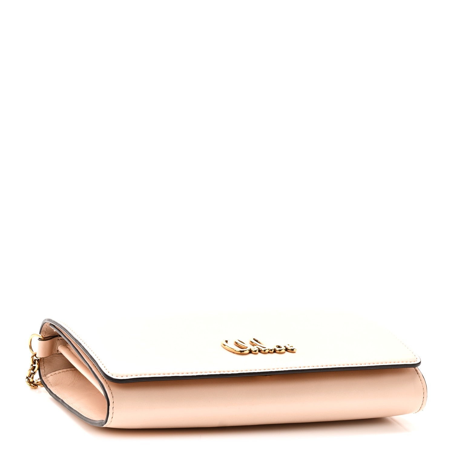 Chloe Calfskin Iconic Flap Wallet On Chain Cement Pink 4 of 10