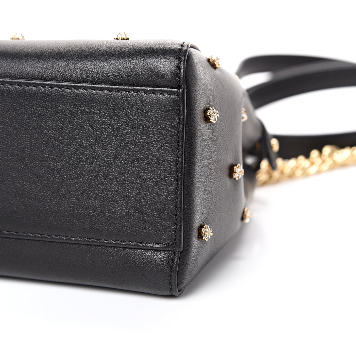 Nappa Crystal Studded XS Peekaboo Iconic Satchel Black