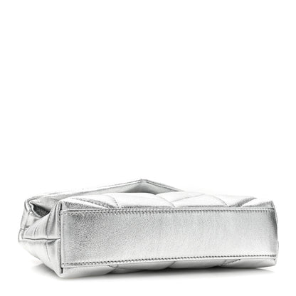 Saint Laurent Metallic Lambskin Monogram Loulou Puffer Pouch Clutch Silver 5 of 13