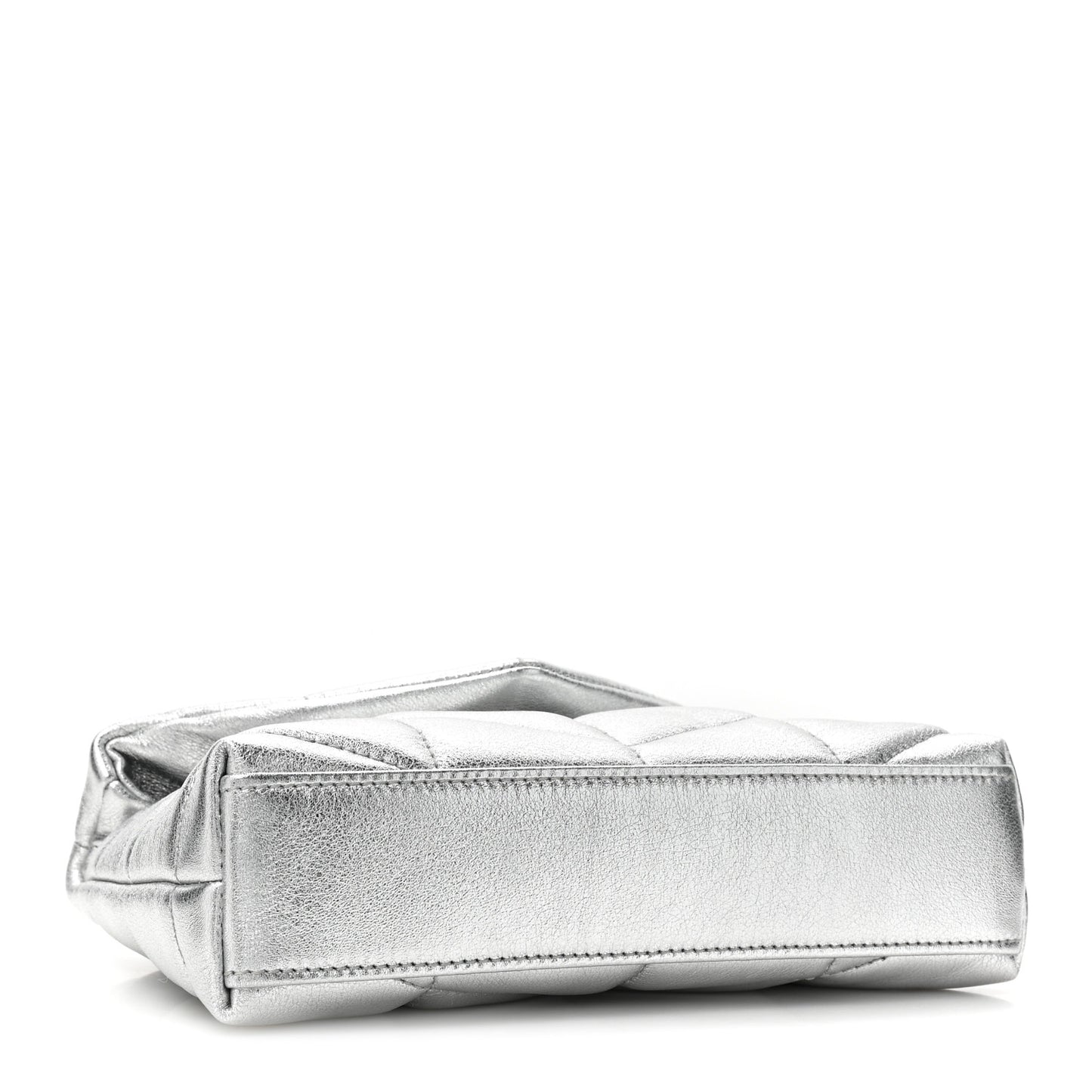 Metallic Lambskin Monogram Loulou Puffer Pouch Clutch Silver