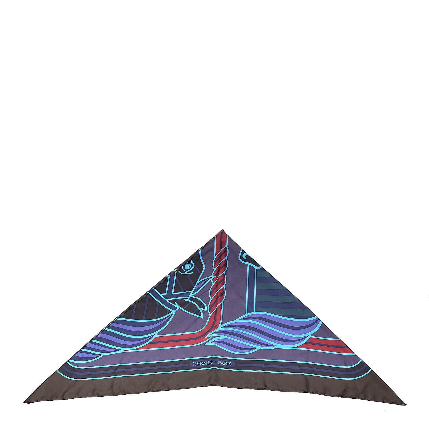 Hermes Silk Quadrige Bayadere Giant Pointe Triangle Scarf Encre Bronze Cobalt 1 of 6