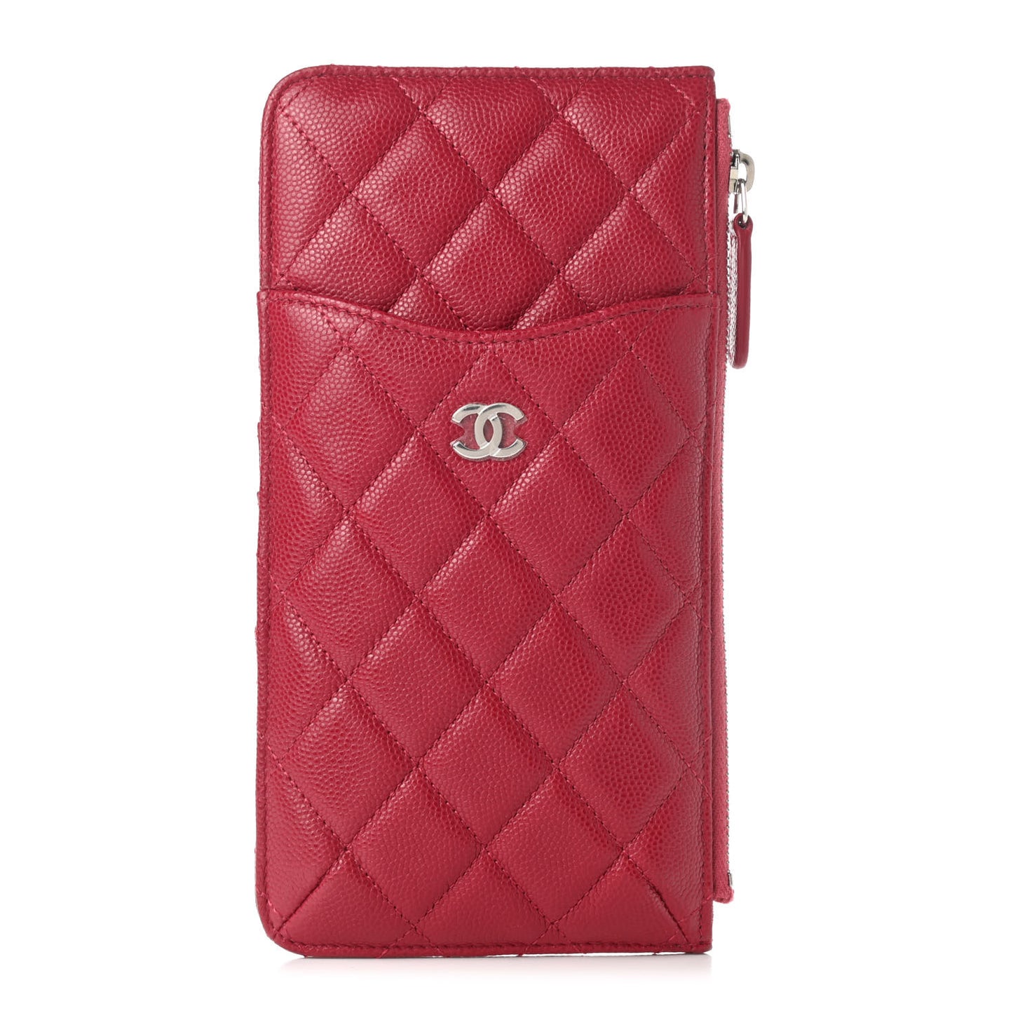 Caviar Quilted Classic Flat Wallet Pouch Red