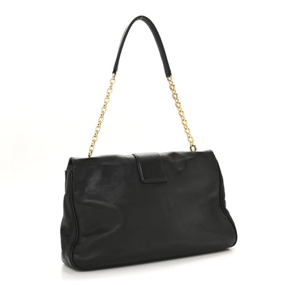 Salvatore Ferragamo Calfskin Gancio Lock Shoulder Bag Black 3 of 13