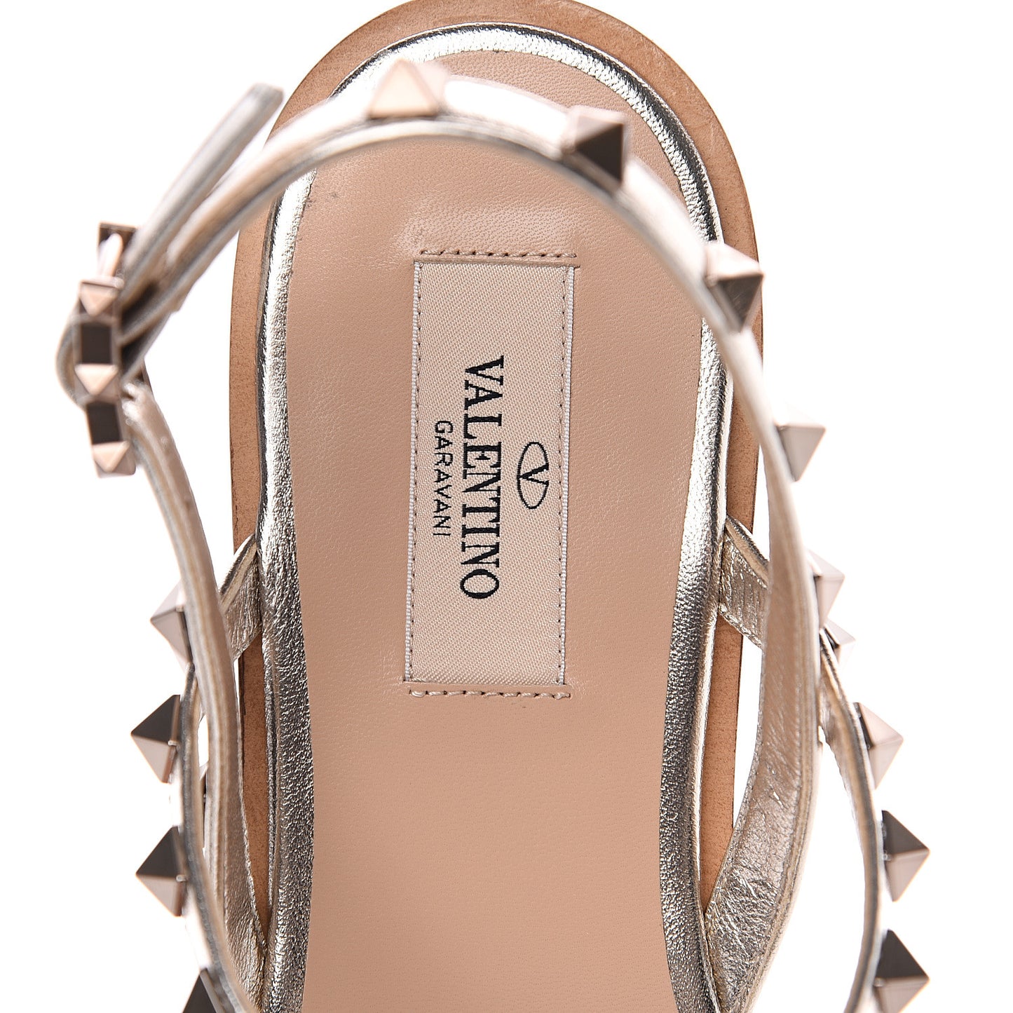 Metallic Nappa Rockstud Slingback Flat Thong Sandals 39.5 Skin