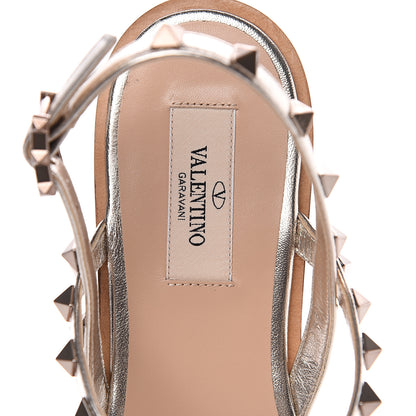 Valentino Garavani Metallic Nappa Rockstud Slingback Flat Thong Sandals 39.5 Skin 6 of 9