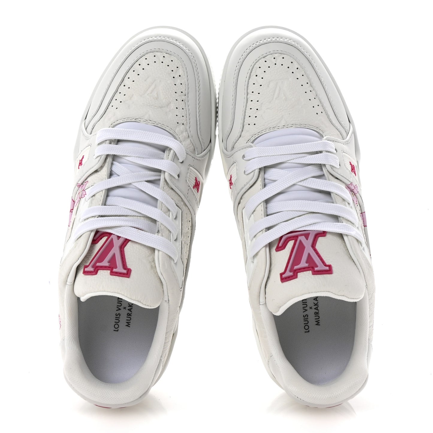LV X TM Embossed Monogram Cherry Blossom LV Trainer Sneakers 37.5 White