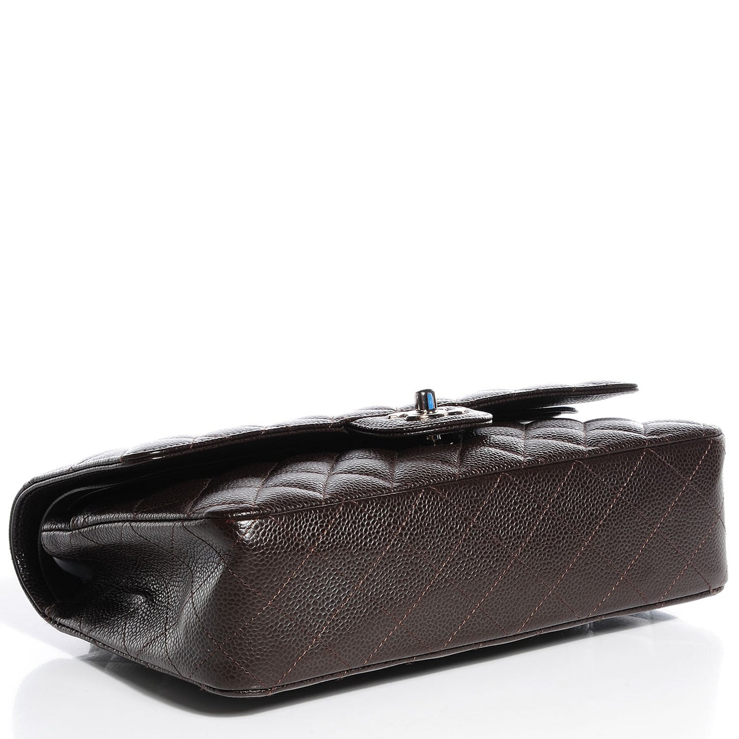 Caviar Quilted Medium Double Flap Brown