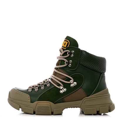 Gucci X SEGA Calfskin Suede Technical Canvas Womens Flashtrek High-Top Sneakers 39.5 Olive Green Ardesia 1 of 13