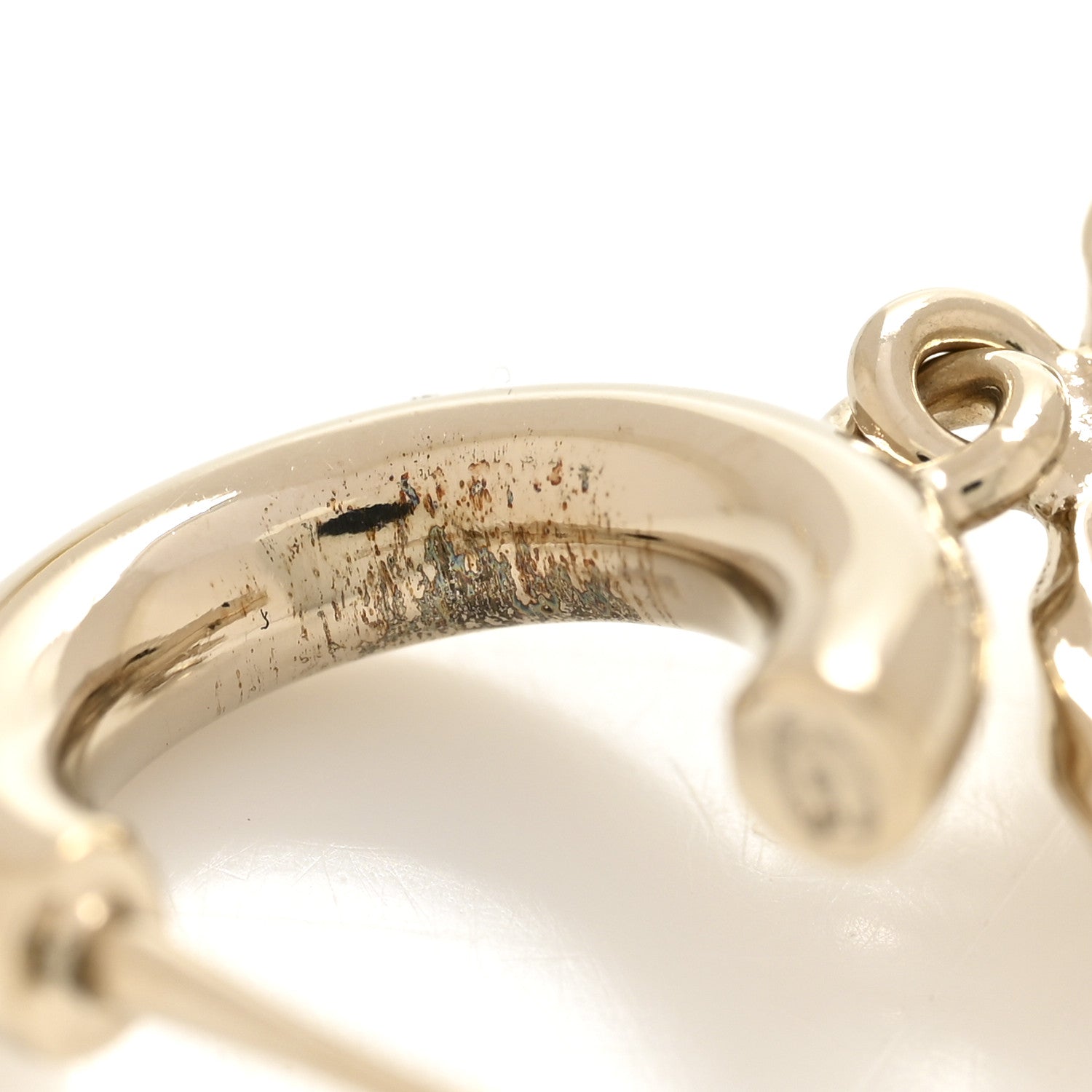 Chanel Metal Crystal CC Hoop Drop Earrings Gold 5 of 6