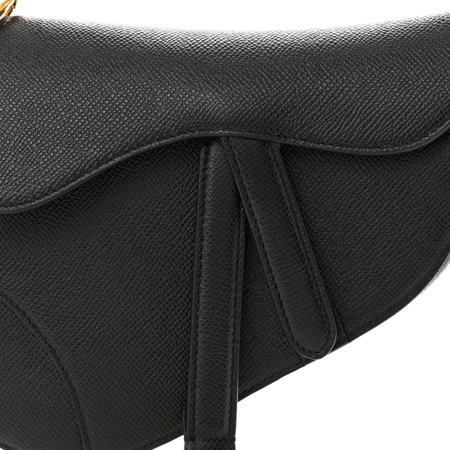 Grained Calfskin Mini Saddle Bag Black