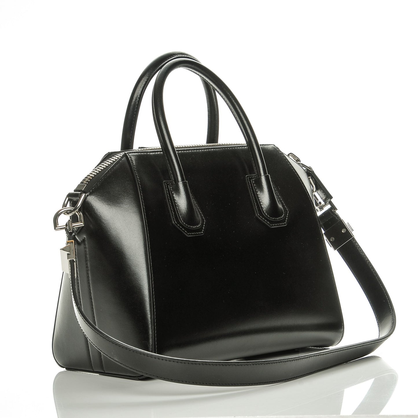Shiny Lord Calfskin Small Antigona Black
