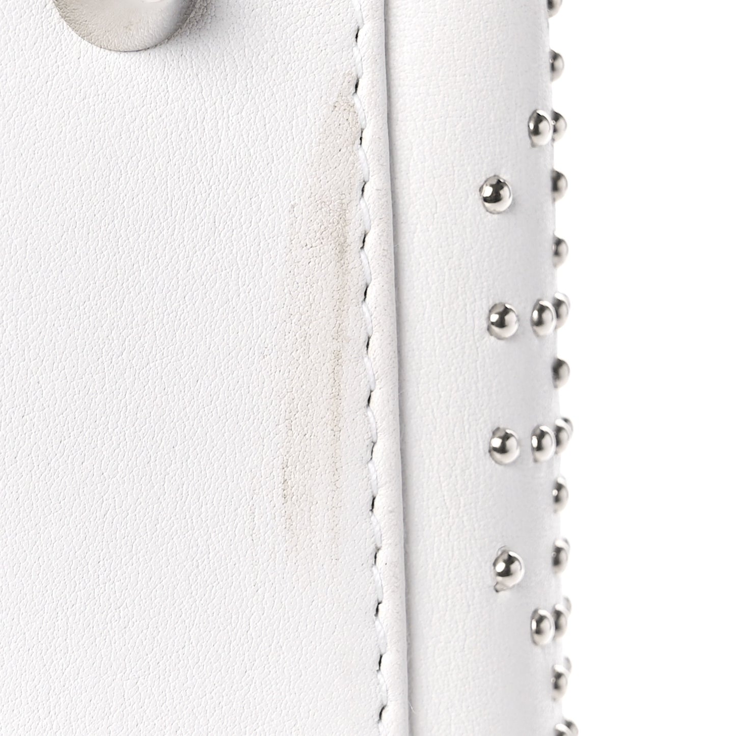 Lambskin Studded Cannage Medium Lady Dior White