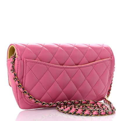 Chanel Lambskin Quilted Glasses Case With Chain Pink Yellow 2 of 11