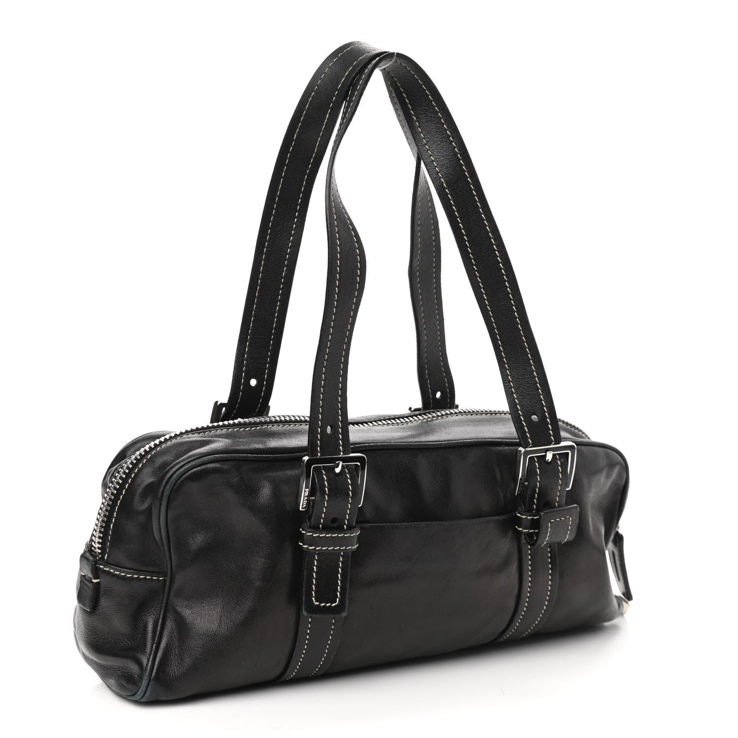Prada Soft Calf Shoulder Bag Black 3 of 12
