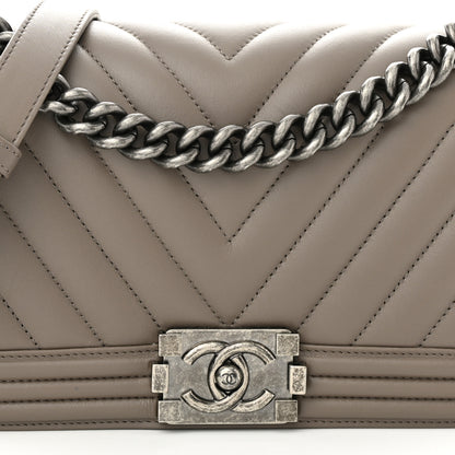 Chanel Calfskin Chevron Quilted Medium Boy Flap Grey 8 of 10