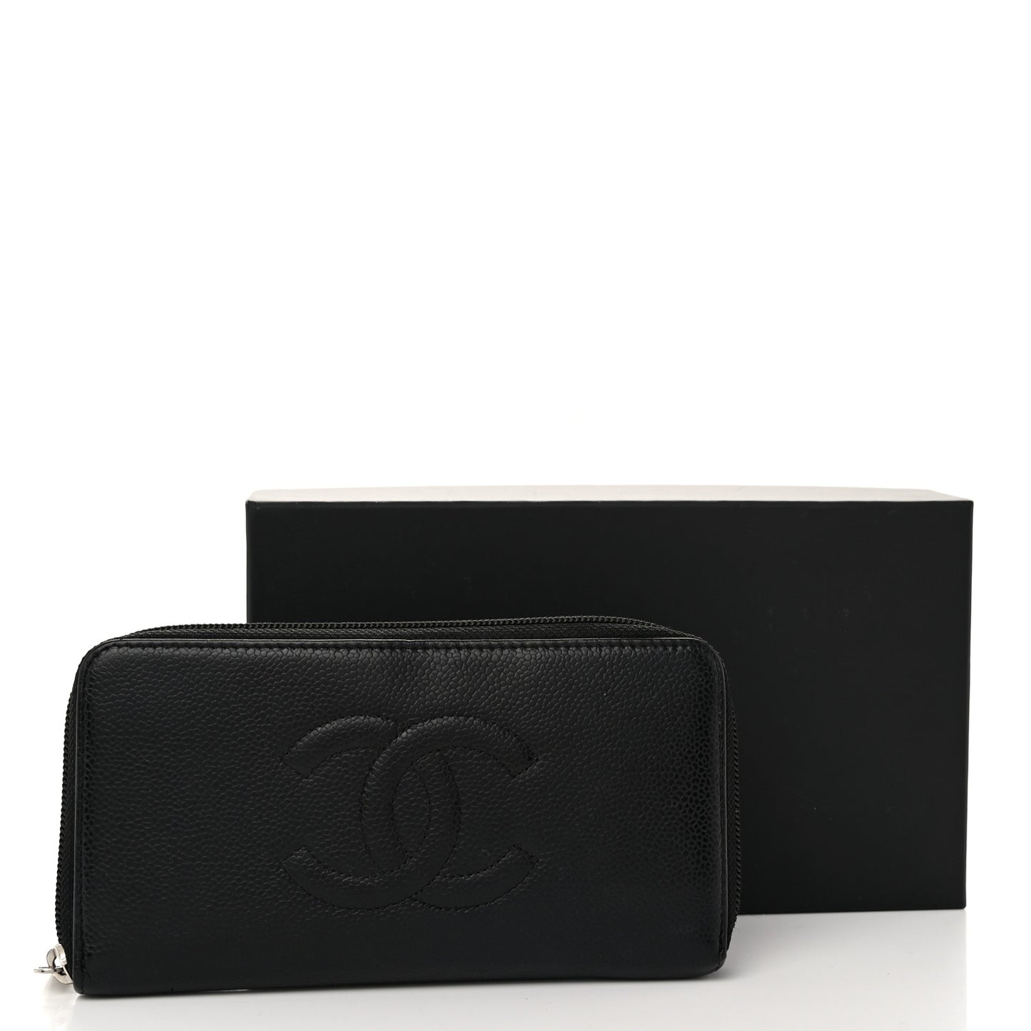 Caviar Large Timeless CC Zip Around Wallet Black