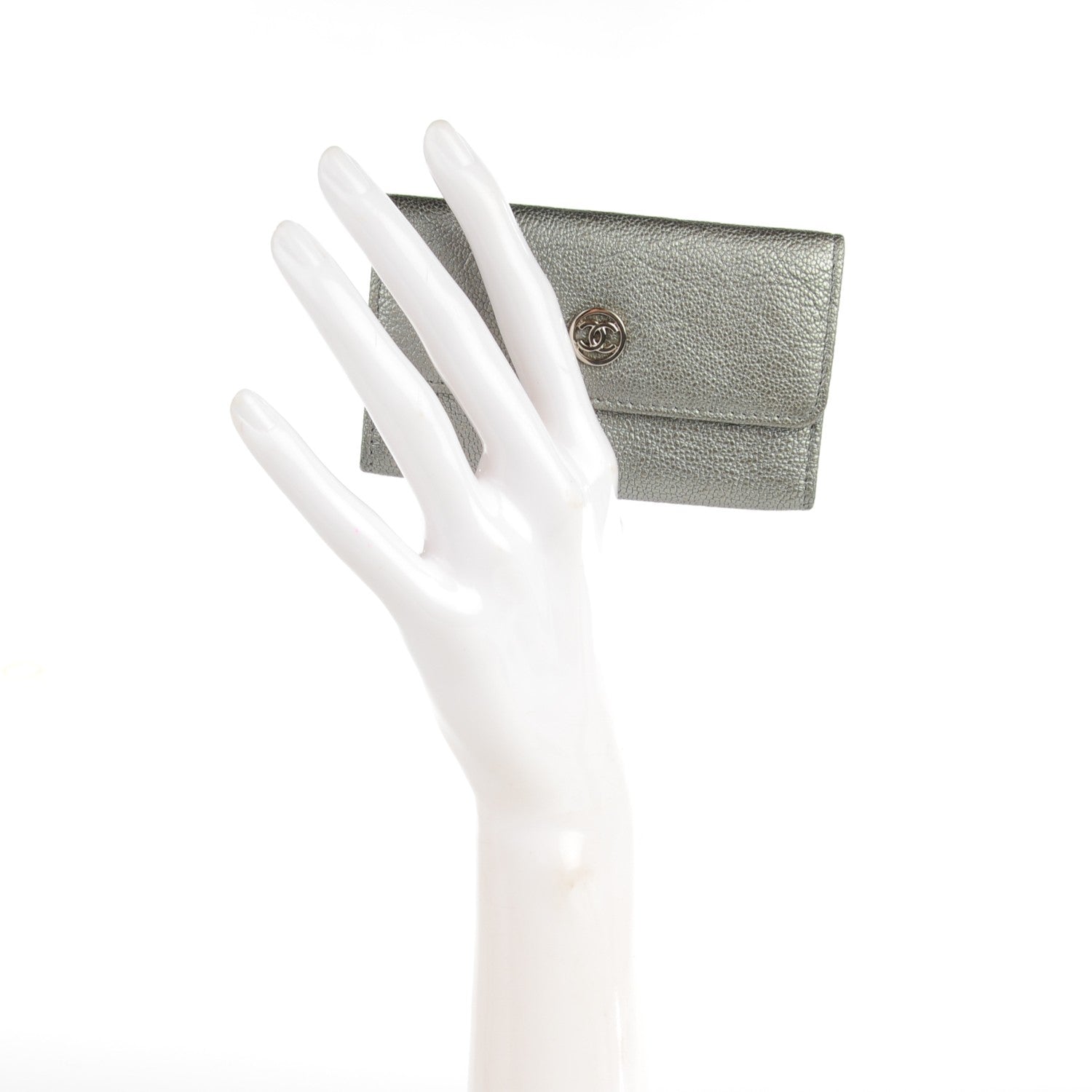 Chanel Metallic Goatskin Coin Purse Silver 2 of 7