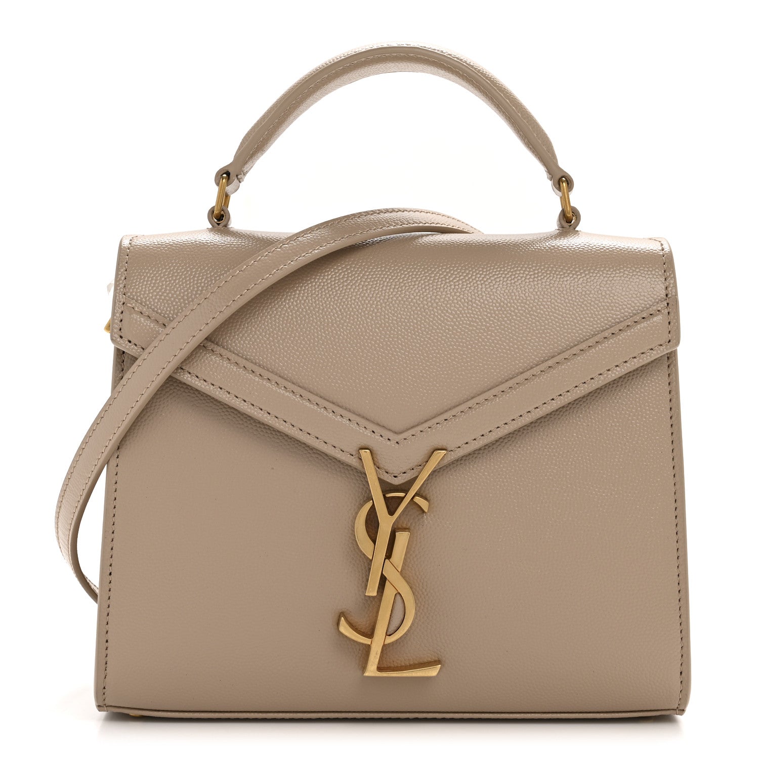 Saint Laurent Grain de Poudre Mini Classic Monogram Cassandra Top Handle Beige 8 of 11