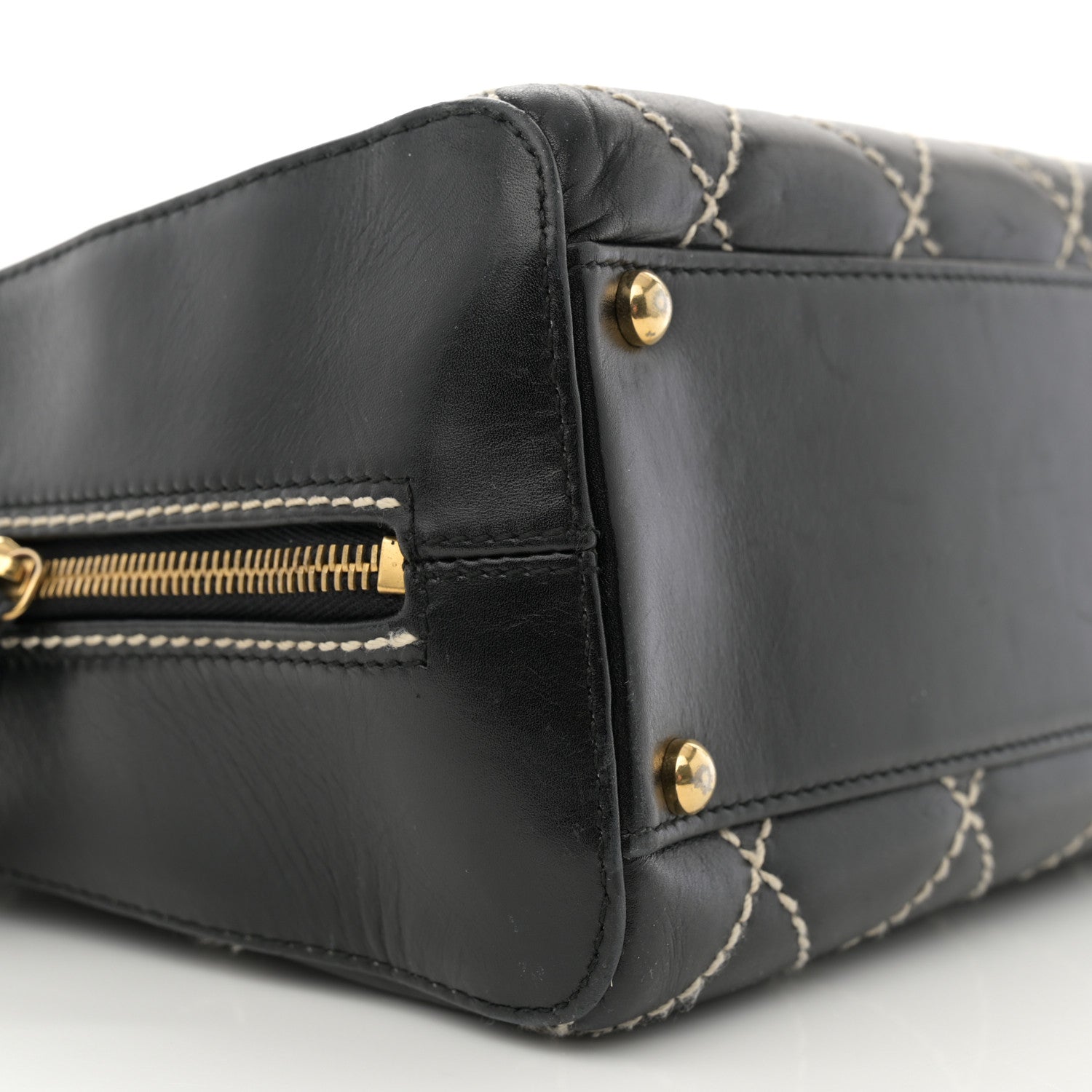 Chanel Calfskin Contrast Stitch Surpique Bowler Black 9 of 14