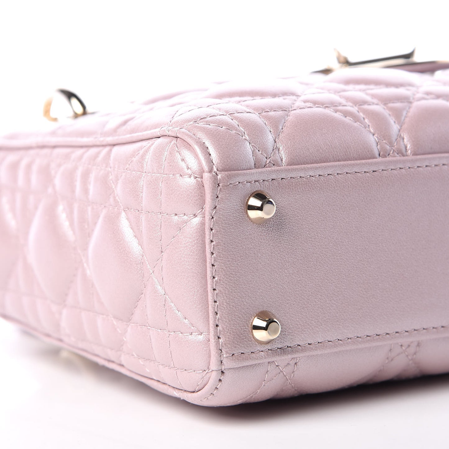 Metallic Lambskin Cannage Mini Lady Dior Lotus