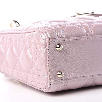 Christian Dior Metallic Lambskin Cannage Mini Lady Dior Lotus 5 of 10