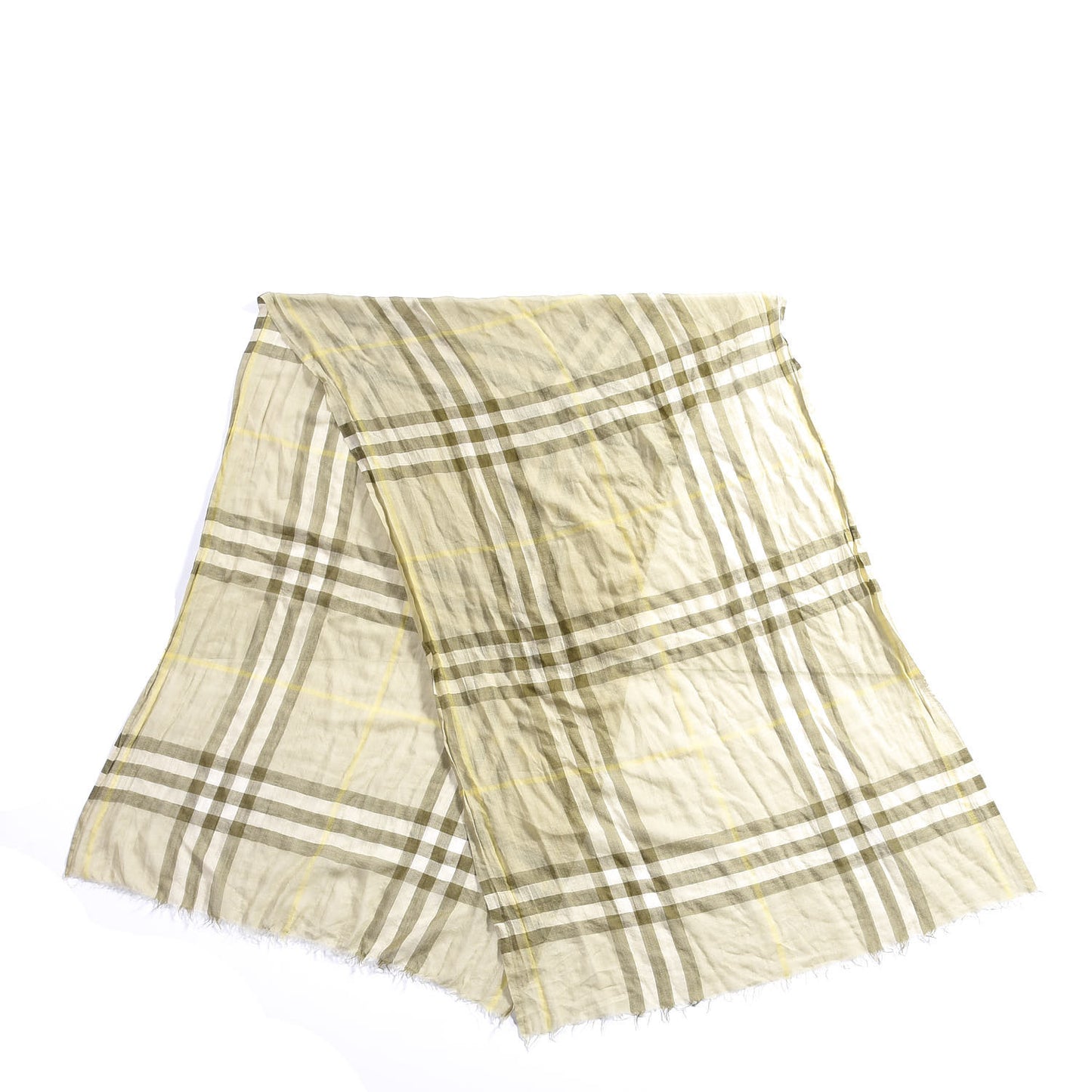 Cotton Giant Check Lightweight Scarf Pale Green