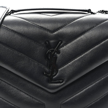 Saint Laurent Calfskin Y Quilted Monogram Monochrome Small Loulou Chain Satchel Black 8 of 12