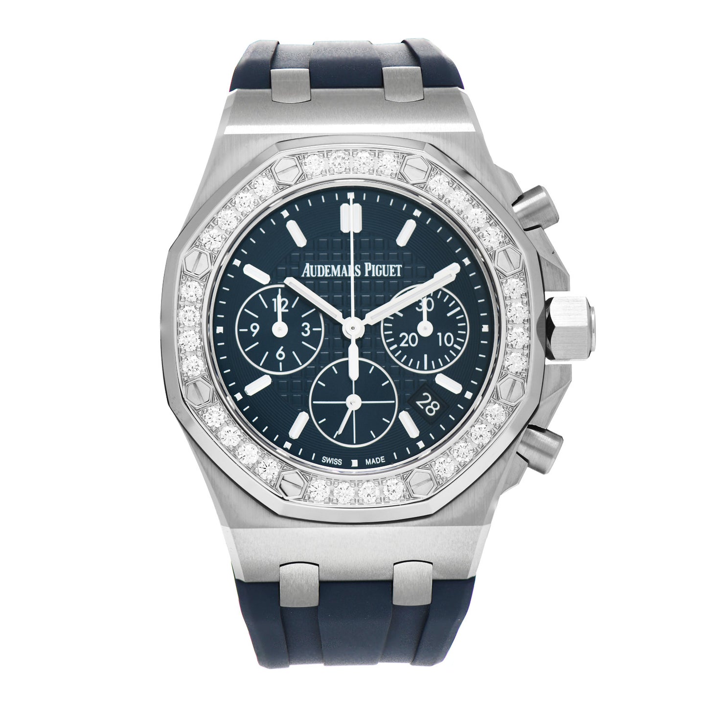 Stainless Steel Rubber Diamond 37mm Royal Oak Offshore Chronograph Automatic Watch Blue 26231ST.ZZ.D027CA.01