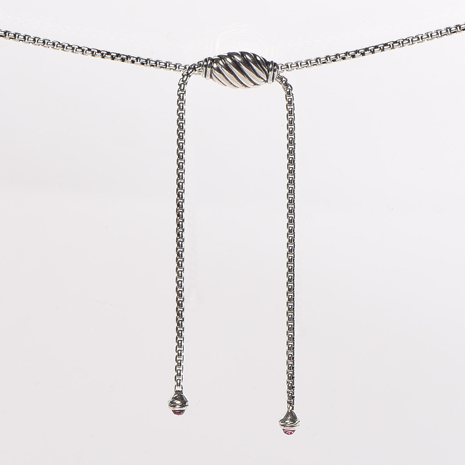 David Yurman Sterling Silver Rhodolite Garnet Cable Berries Tassel Necklace 4 of 7