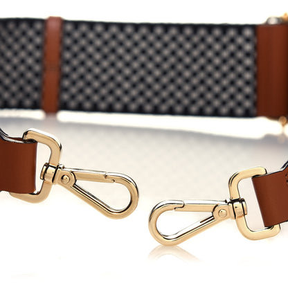 Fendi Ribbon Vitello King Logo Embossed Gingham Woven Adjustable Strap You Panna Black Cuoio 5 of 7
