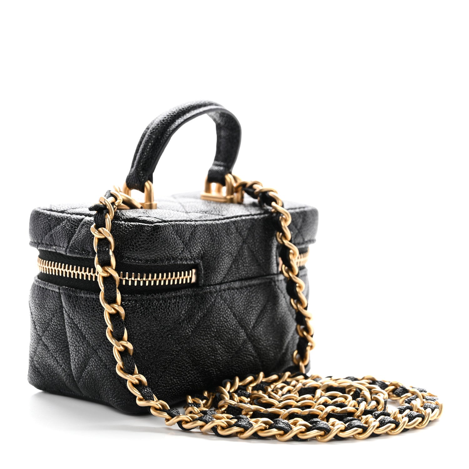 Chanel Caviar Quilted Mini Top Handle Vanity With Chain Black 3 of 10