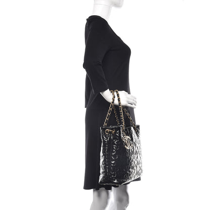 Chanel Crackled Patent Puzzle Tote Black 2 of 9