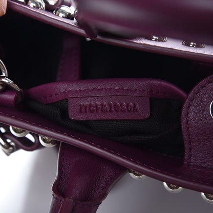 Burberry Calfskin House Check Studded Small Banner Tote Dark Plum 8 of 9