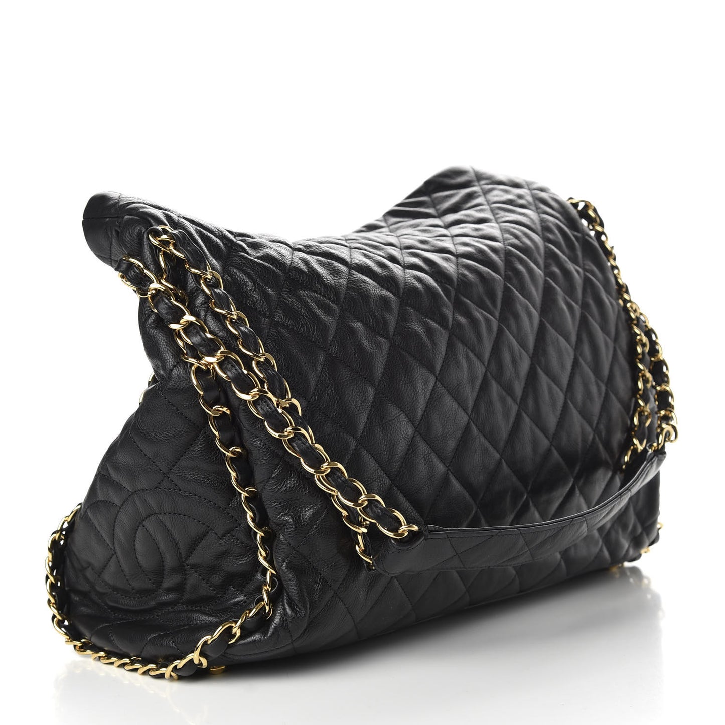 Calfskin Quilted Large Chain Me Hobo Black