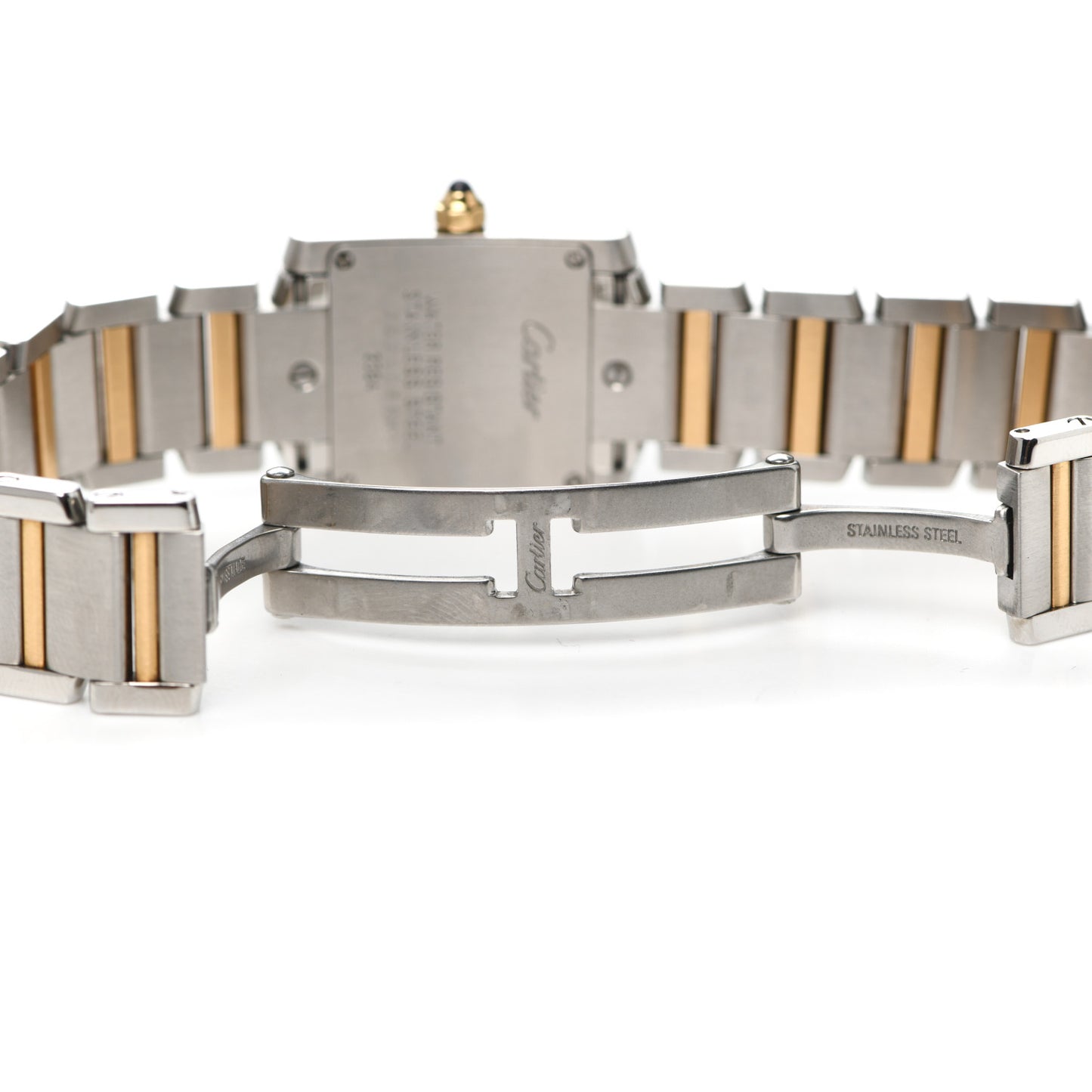 Stainless Steel 18K Yellow Gold 20mm Tank Francaise Quartz Watch
