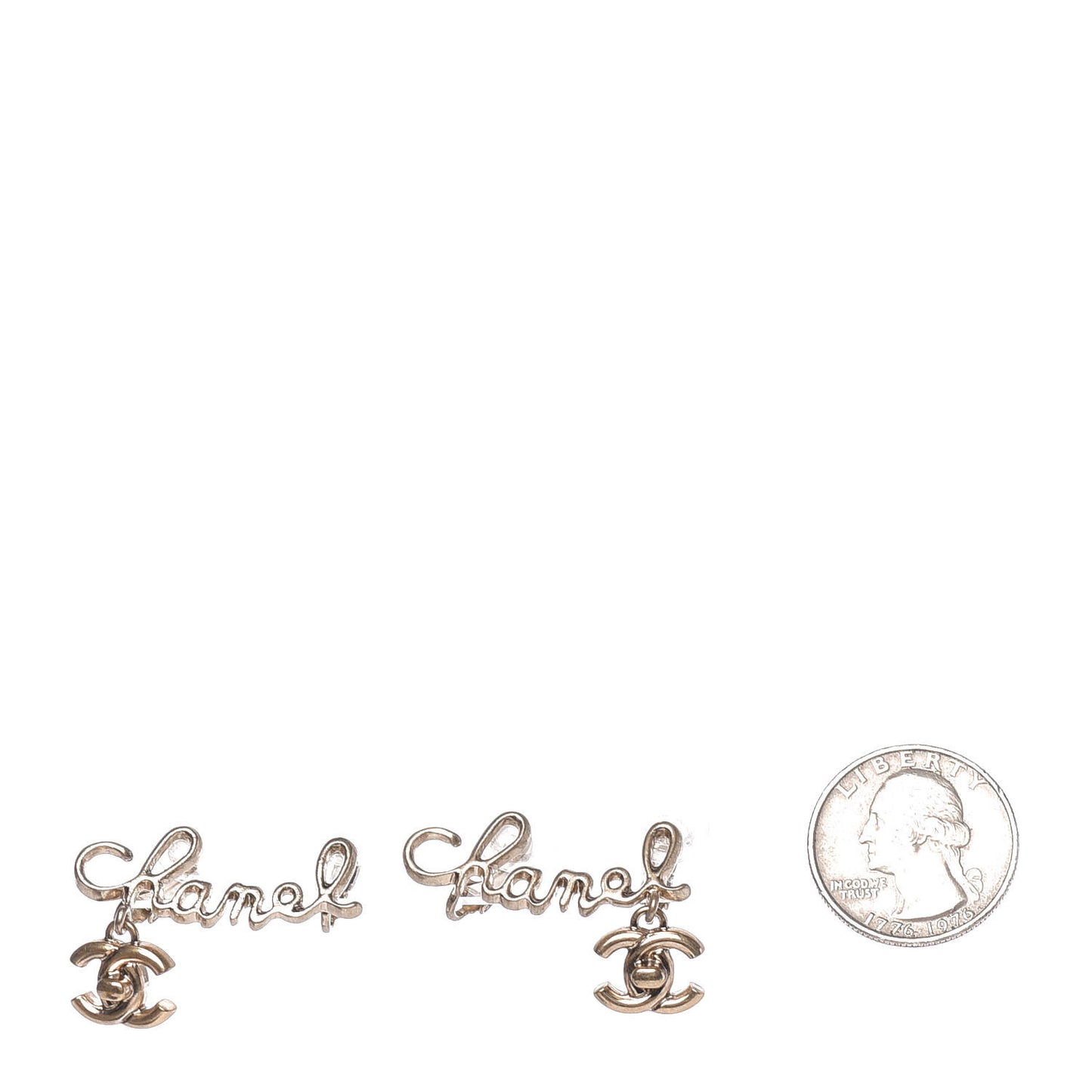 Metal CC Turnlock Climber Clip On Earrings Gold