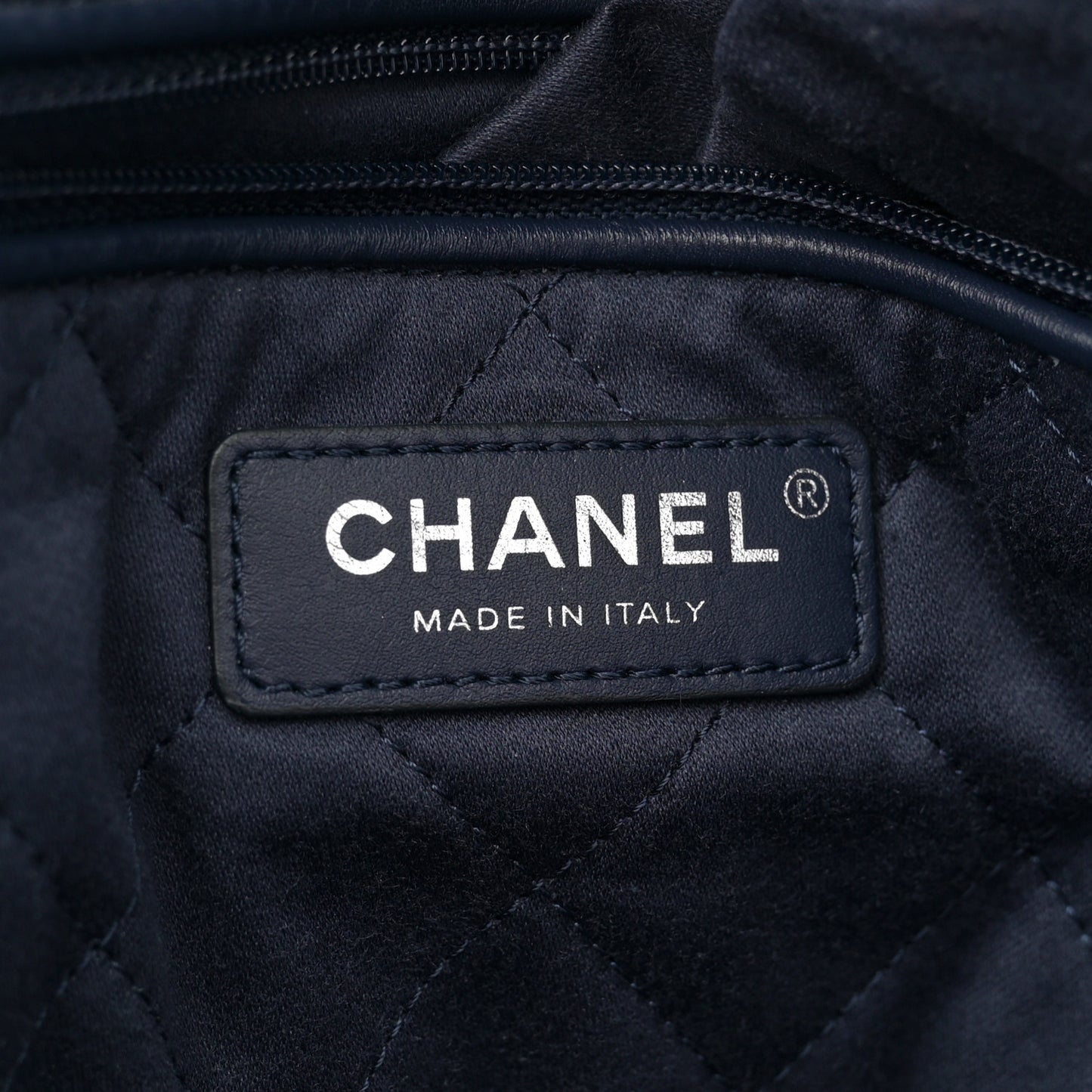 Metallic Calfskin Quilted Small Chanel 22 Navy Blue