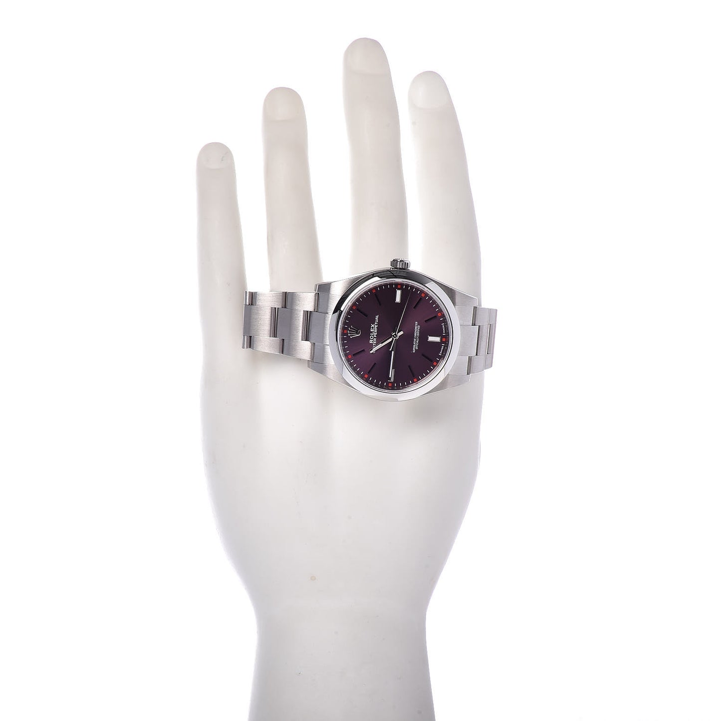 Stainless Steel 39mm Oyster Perpetual Watch Red Grape 114300