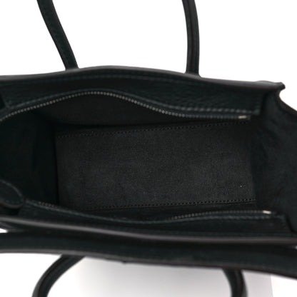 Celine Drummed Calfskin Nano Luggage Black 5 of 8