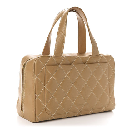 Chanel Calfskin Wild Stitch Top Handle Bag Beige 3 of 11