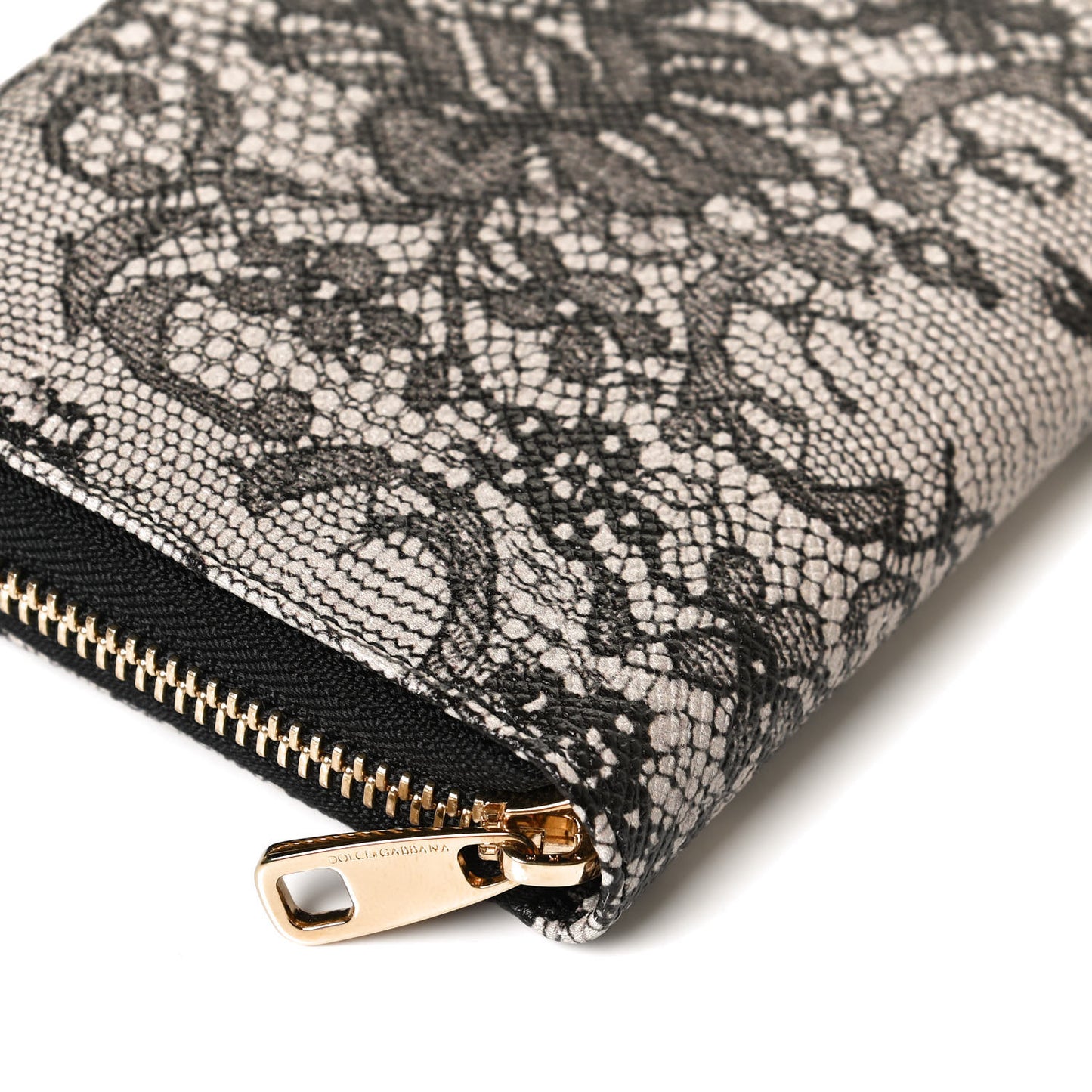 Dauphine Lace Print Zip Around Wallet Black