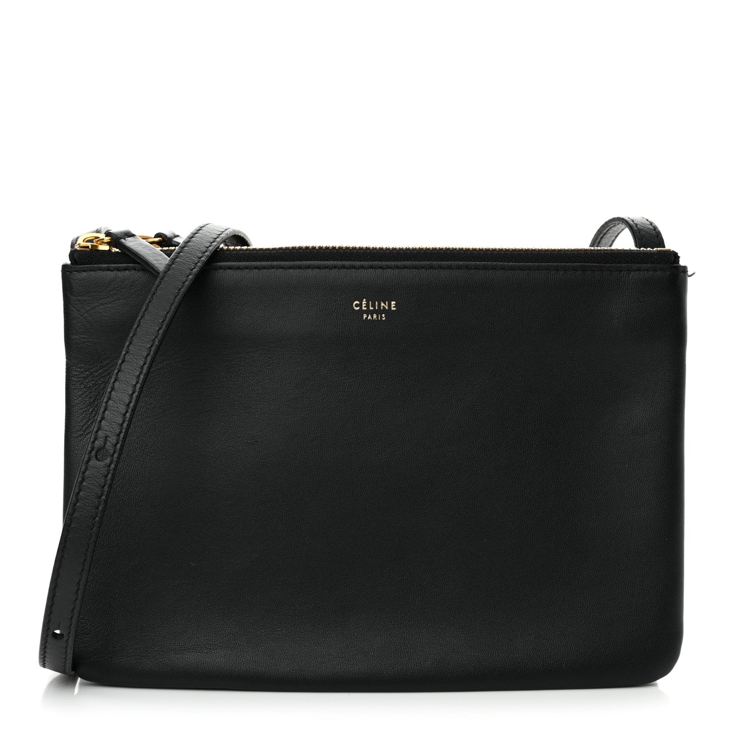 Celine Lambskin Small Trio Crossbody Bag Black 1 of 14