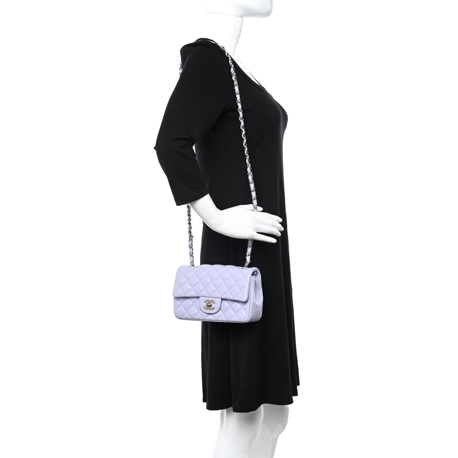 Chanel Lambskin Quilted Mini Rectangular Flap Light Purple 2 of 9