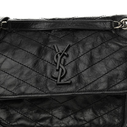 Saint Laurent Crinkled Calfskin Matelasse Monogram Medium Niki Chain Satchel Black 7 of 9