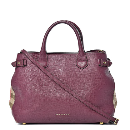 Burberry Derby Calfskin House Check Medium Banner Tote Dark Plum 1 of 27