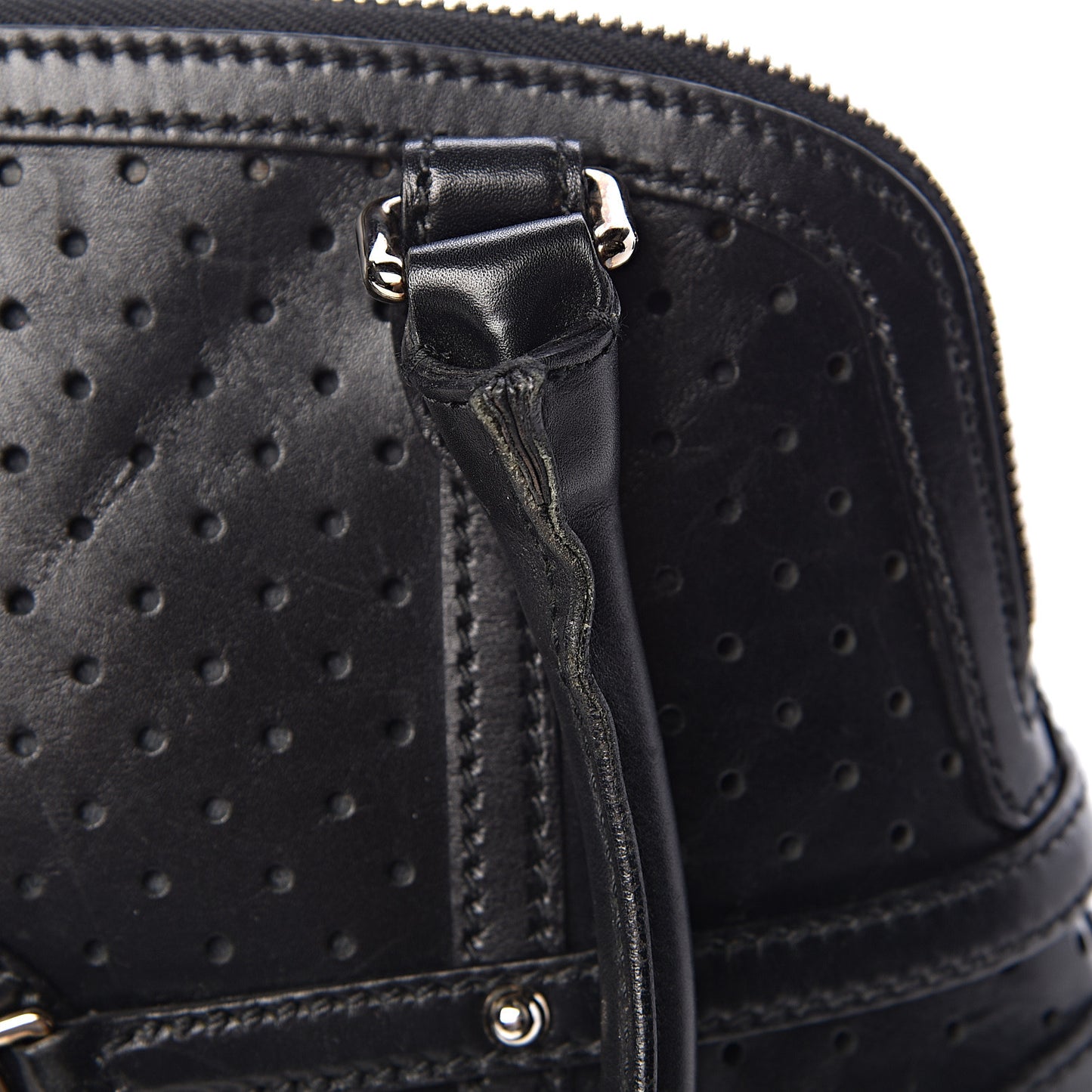 Perforated Calfskin Reins Tote Black